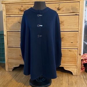 Banana Republic Navy Blue Wool Sweater Cape Toggle Closure